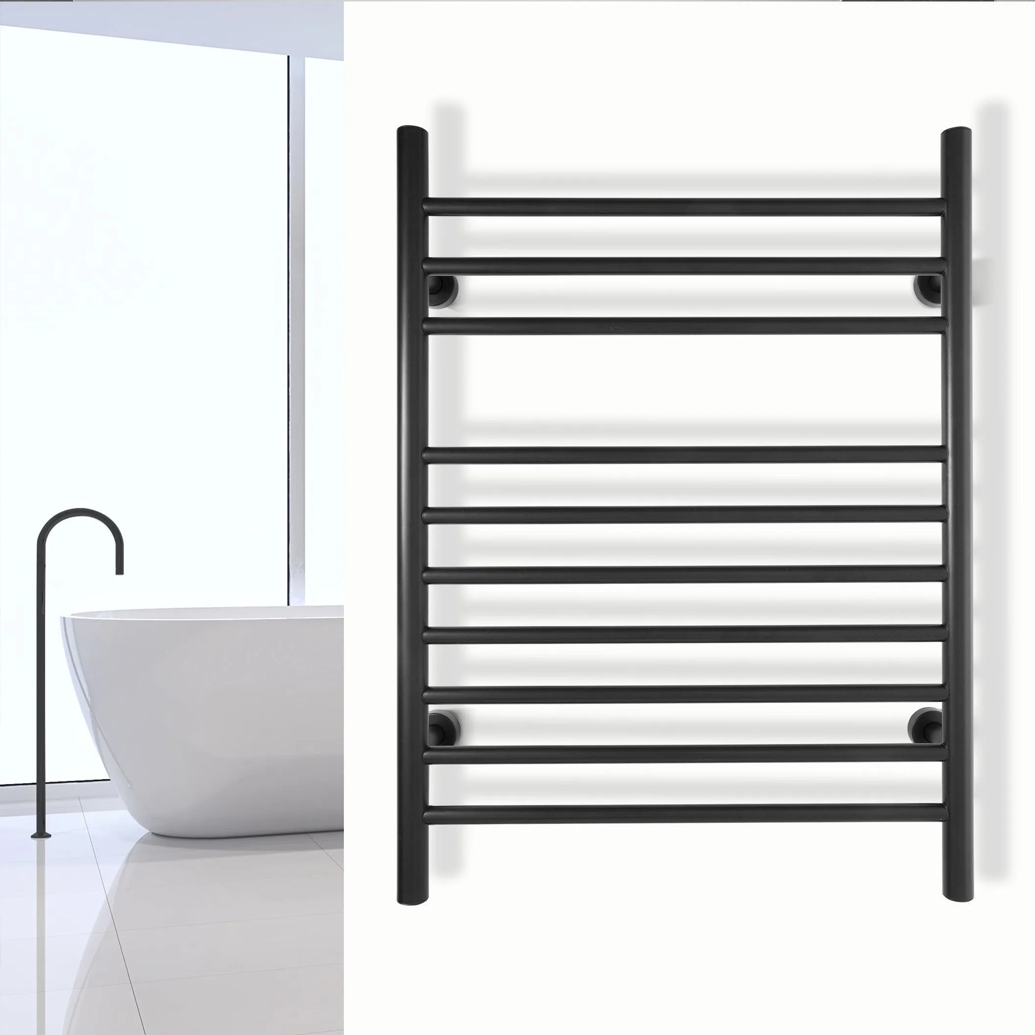 WarmlyYours Infinity Straight Dual Connect (Hardwired and Plug in) Towel Warmer  - 23.6"w x 32"h