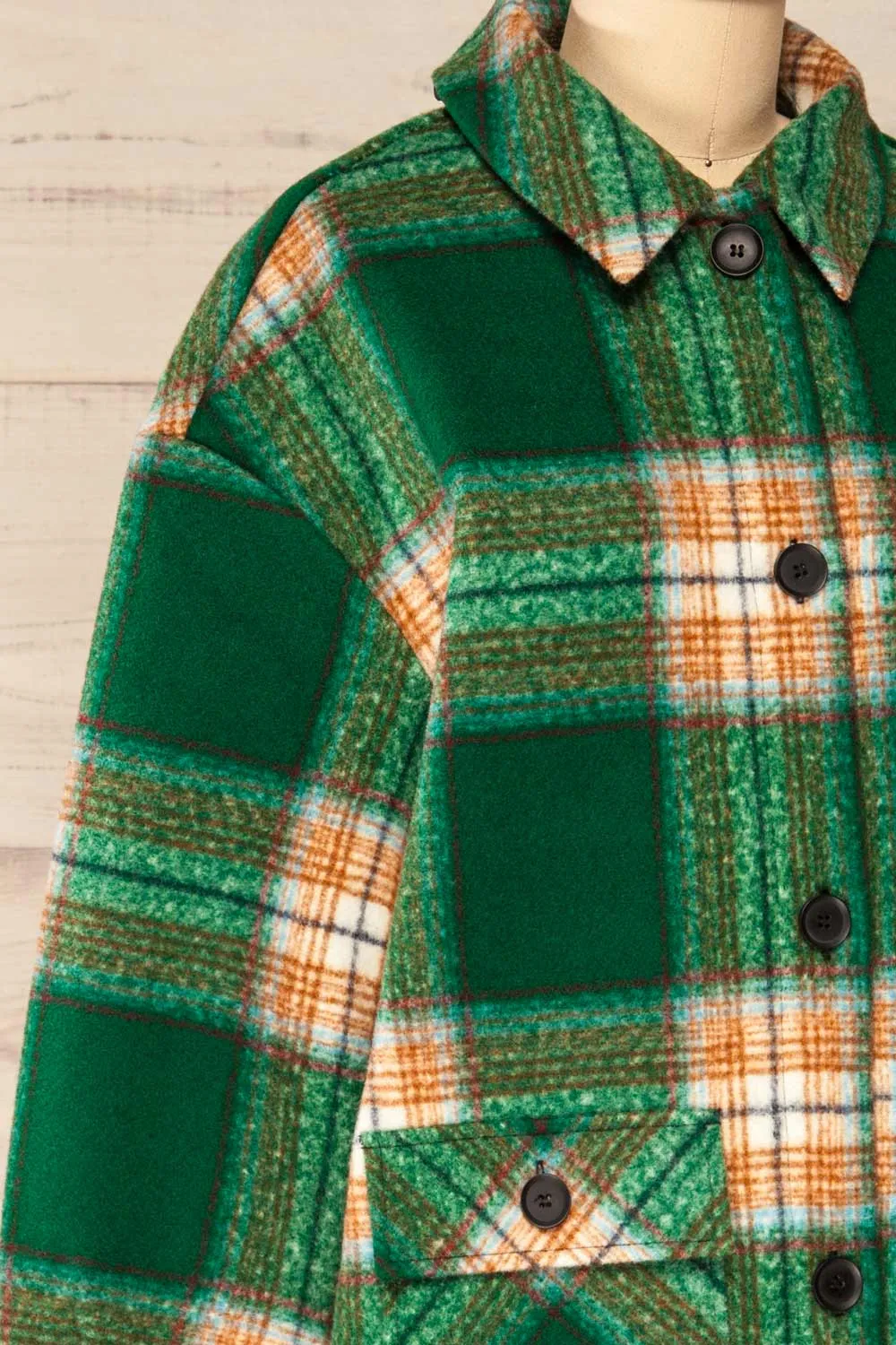 Wellor Green | Oversized Plaid Shirt Jacket