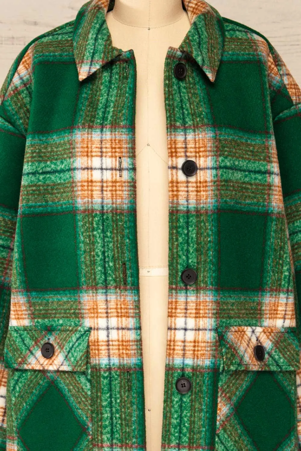 Wellor Green | Oversized Plaid Shirt Jacket