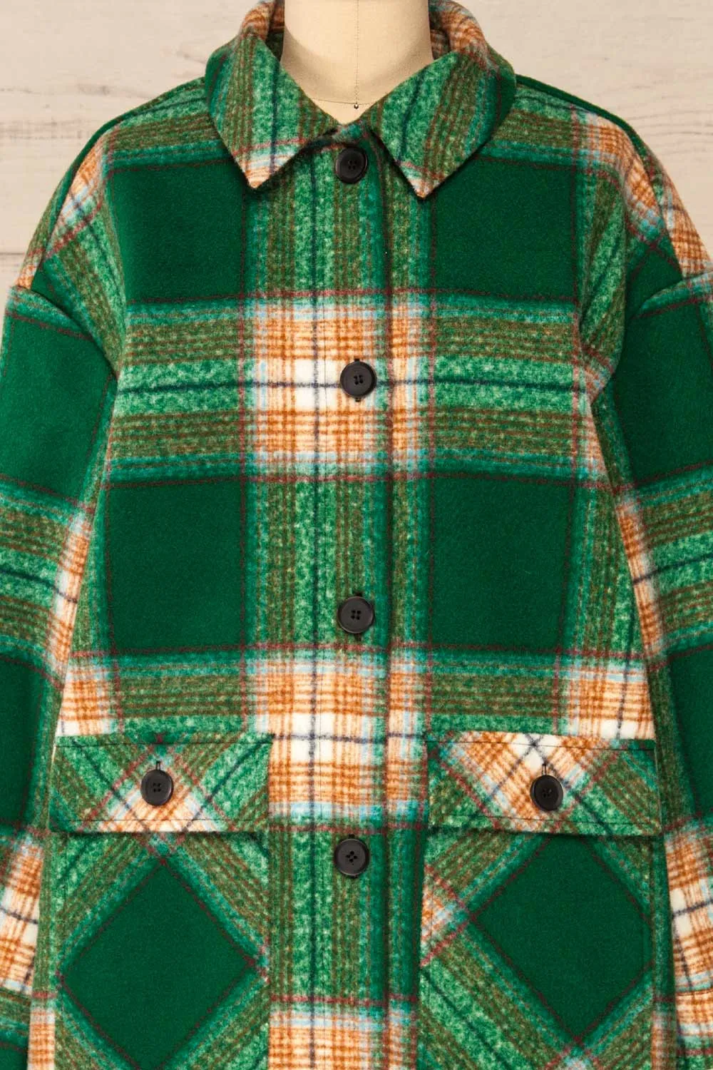 Wellor Green | Oversized Plaid Shirt Jacket