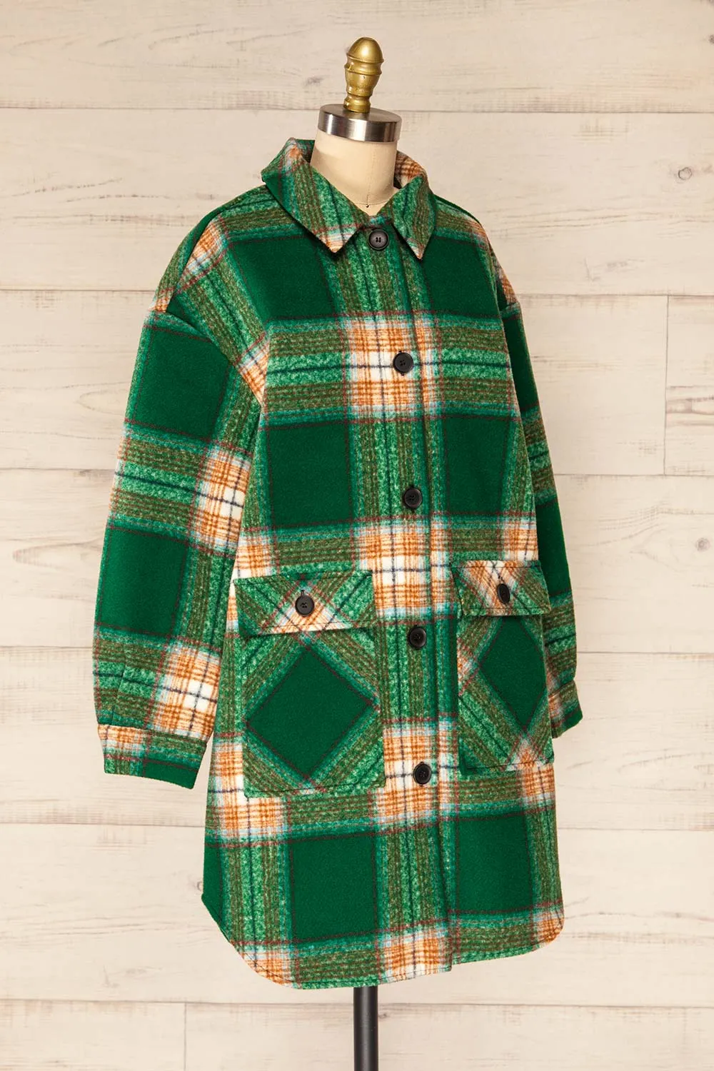 Wellor Green | Oversized Plaid Shirt Jacket