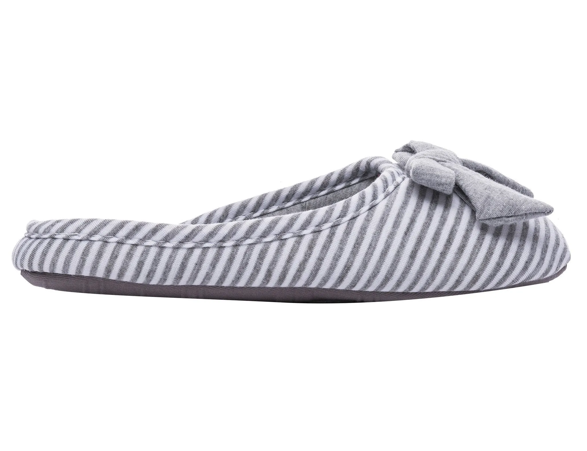 Women's Slip On Striped Slipper with Accent Bow