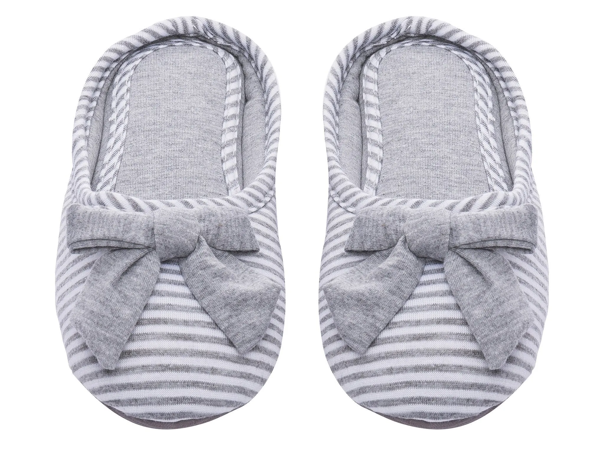 Women's Slip On Striped Slipper with Accent Bow