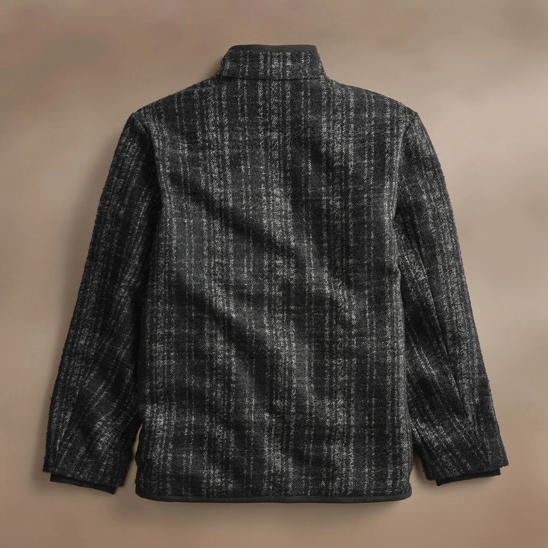 Wool Blend Plaid Car Coat - Black/Grey Plaid