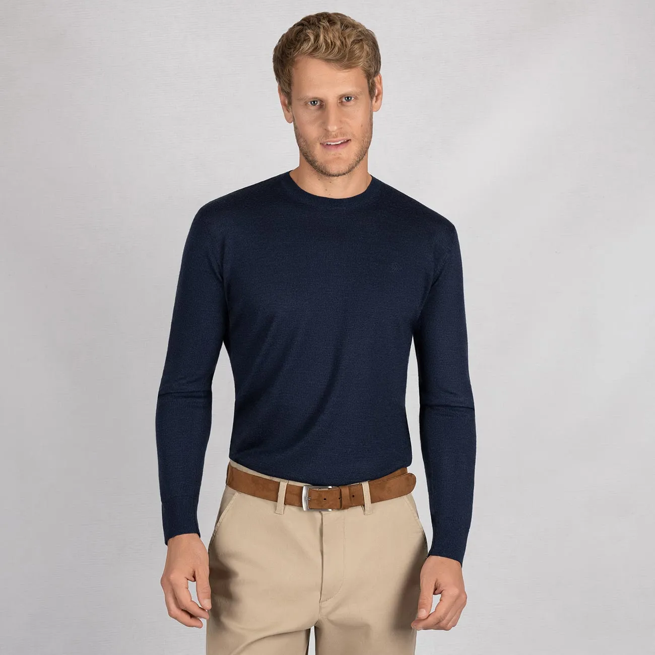 Wool Pullover Light Round Neck Men