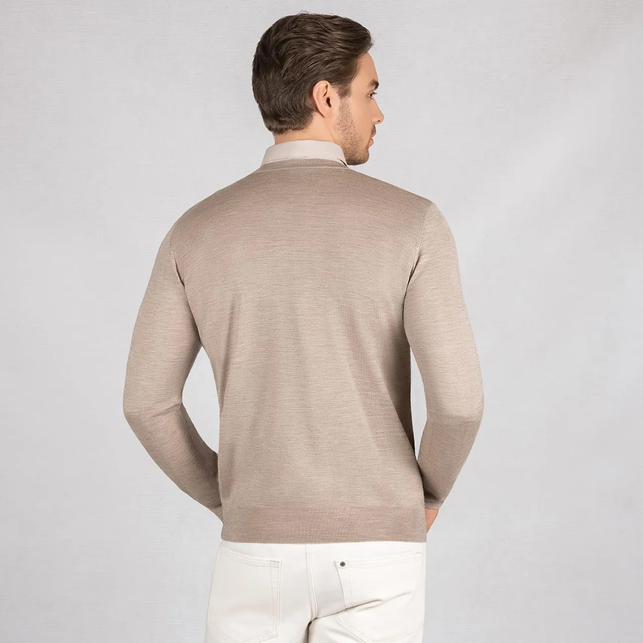 Wool Pullover Light Round Neck Men