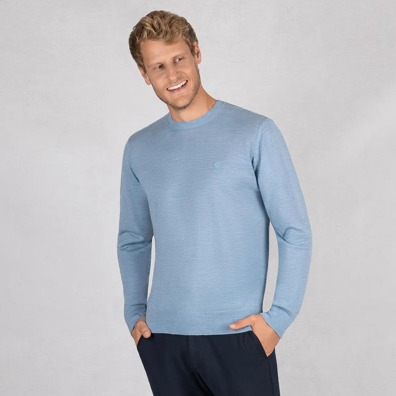 Wool Pullover Light Round Neck Men