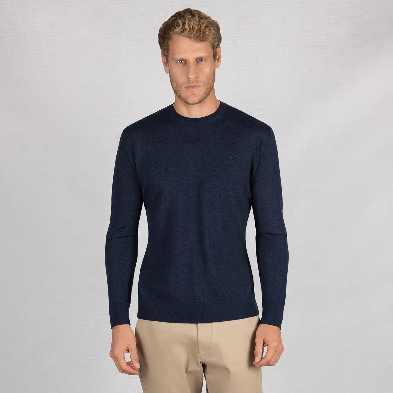 Wool Pullover Light Round Neck Men