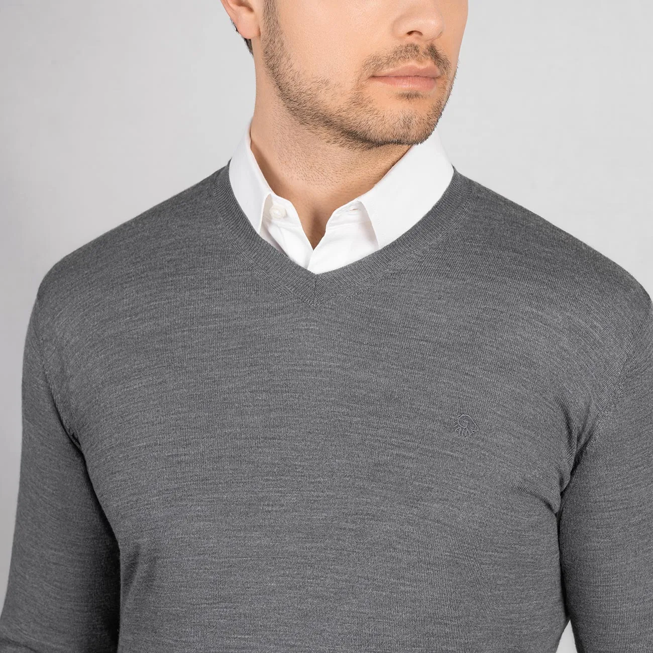 Wool Pullover Light V Neck Men