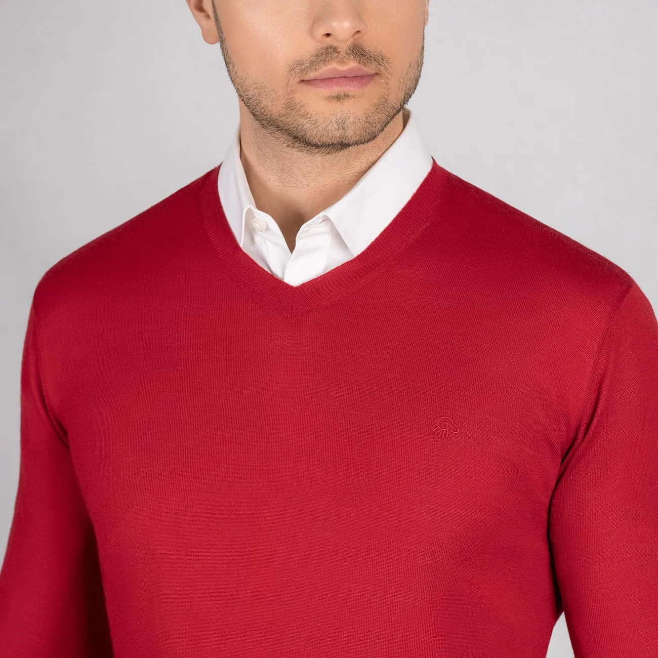 Wool Pullover Light V Neck Men