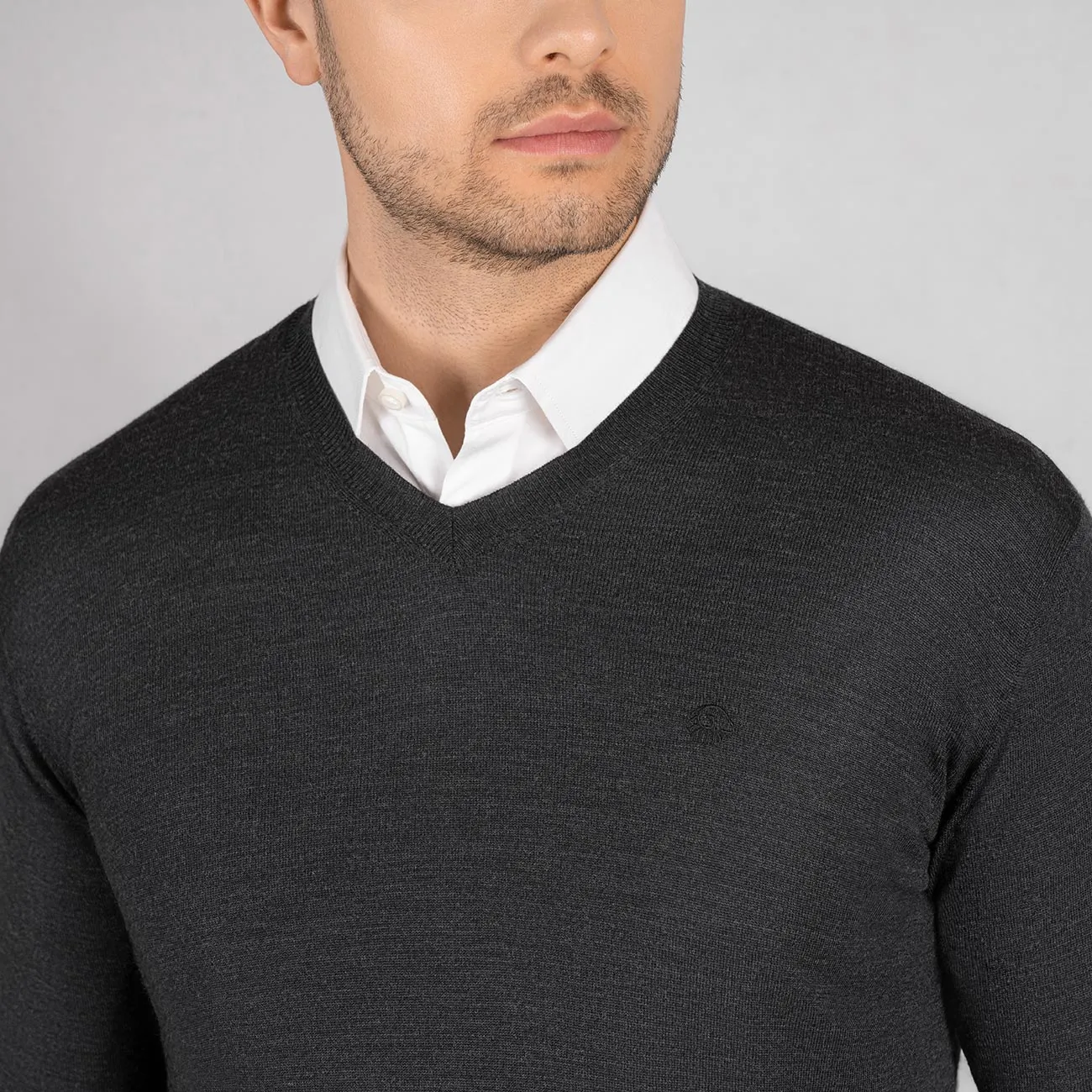 Wool Pullover Light V Neck Men