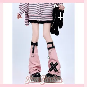 y2k cross chain leather buckle Leg Warmers