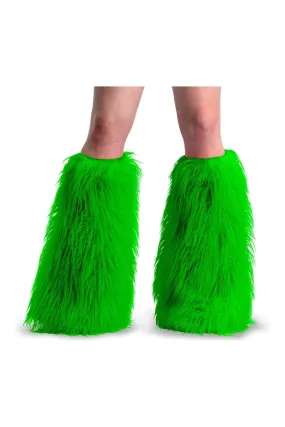 YETI-08 Green Faux Fur Leg Warmers