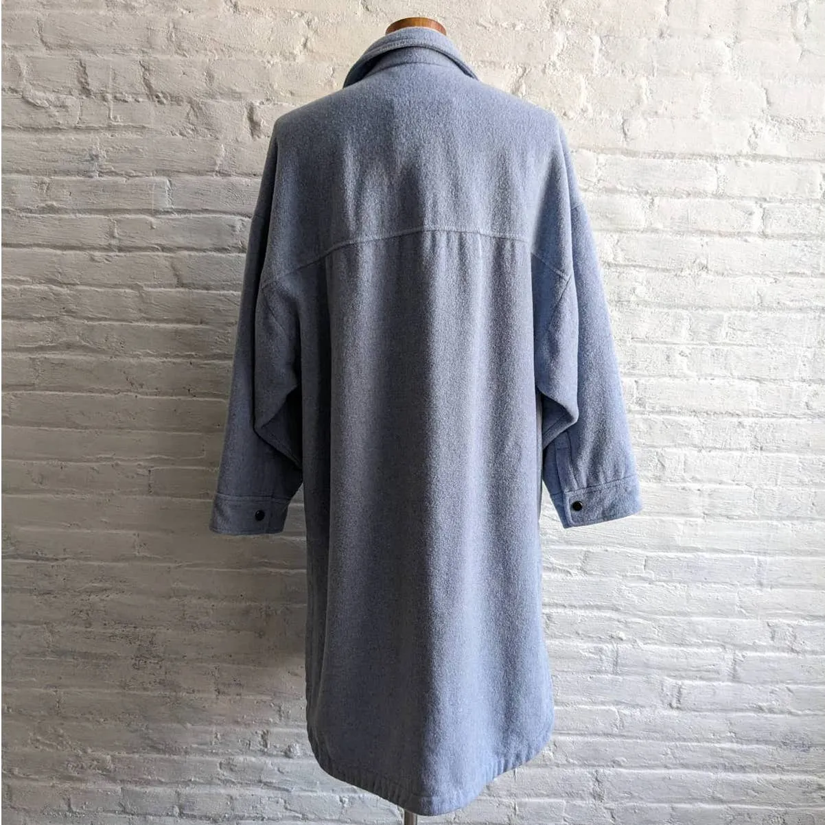 ZARA Pastel Blue Wool Shacket Oversize Long Minimalist Trench Duster Chore Coat